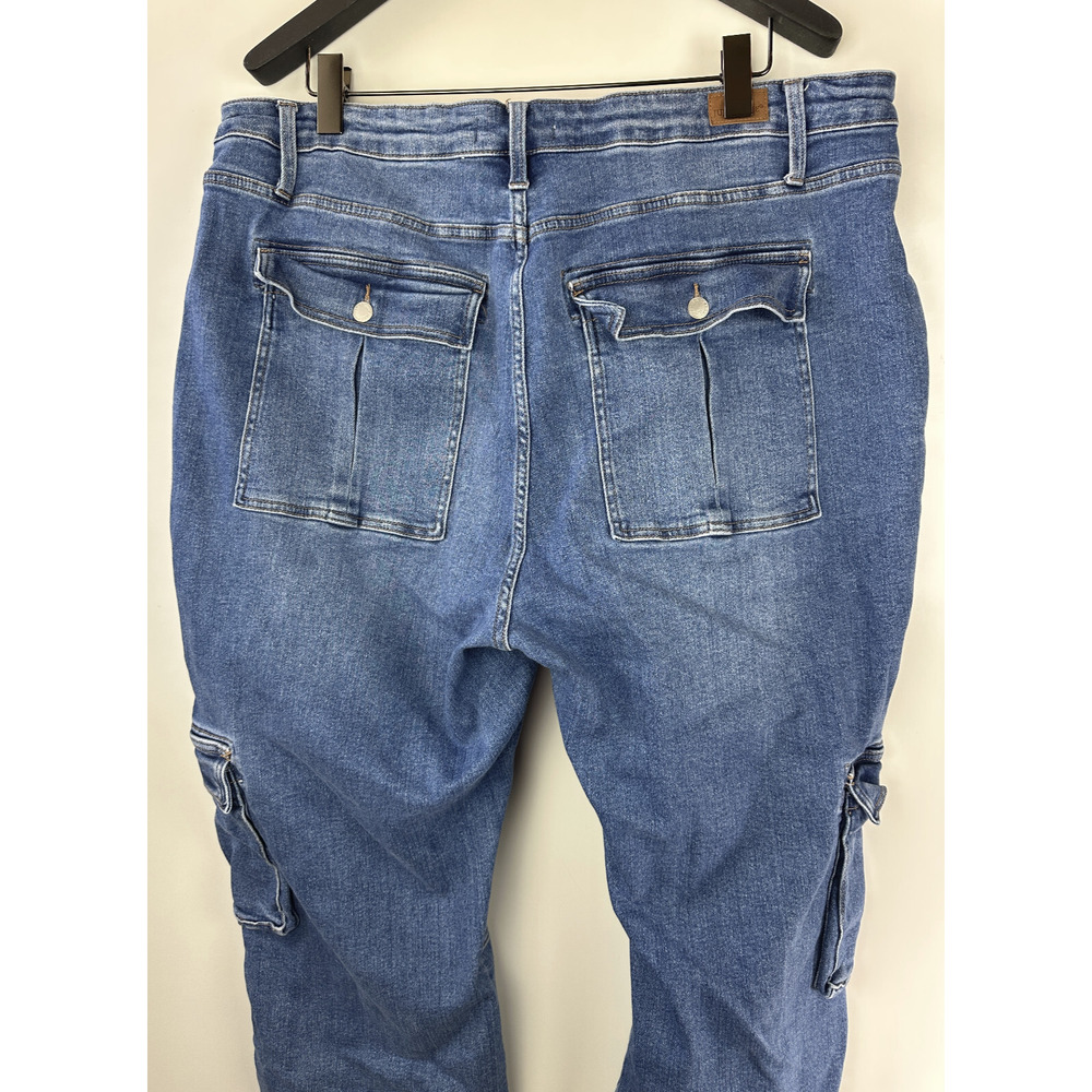 Judy Blue Macon Cargo Wide Leg Jeans High Rise Blue Denim Women's Plus Size 24W - Picture 11 of 16